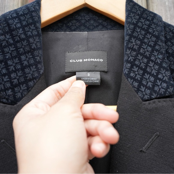 CLUB MONACO BLUE VELVET RELAXED DOUBLE BREASTED TUXEDO BLAZER BLACK LAPEL 2 - Picture 2 of 14